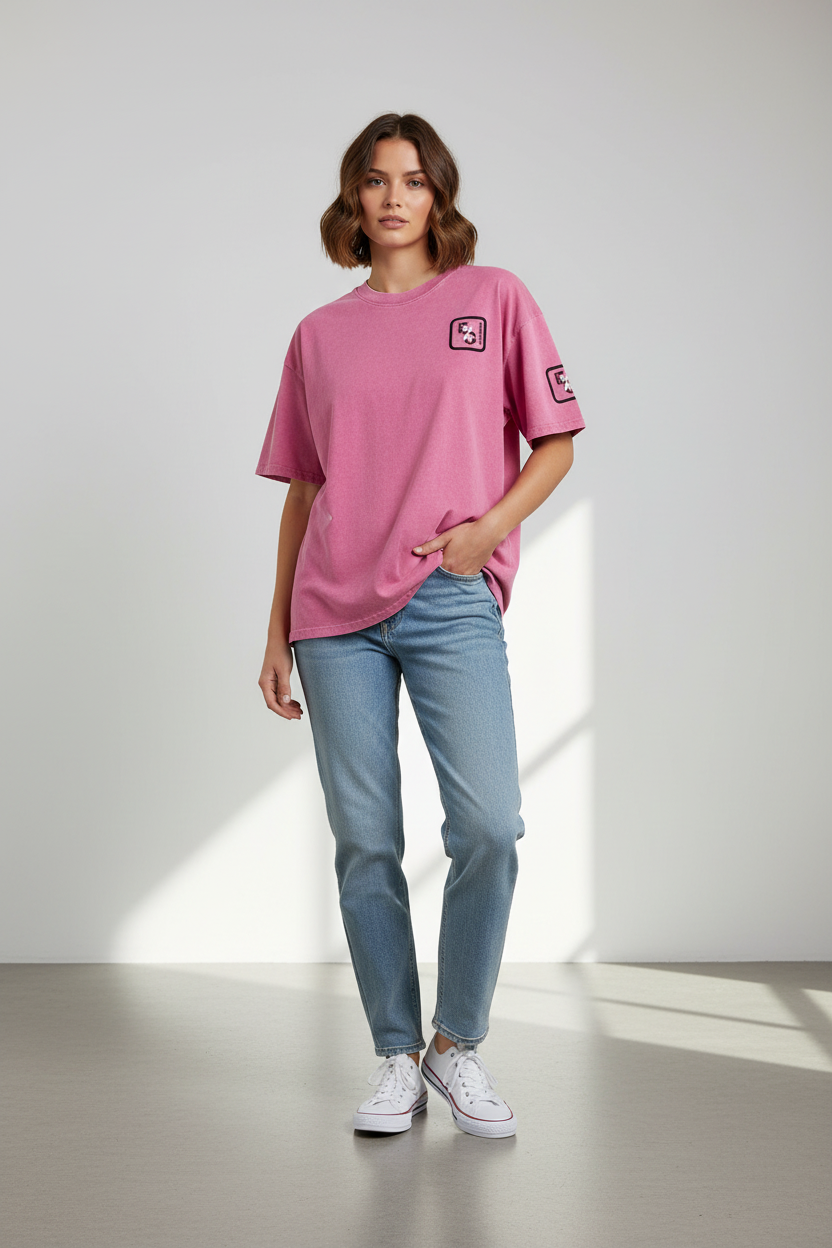 Snow Washed Oversized Cotton T-Shirt