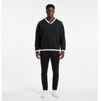V-Neck Contrast Collar Boxy Sweatshirt