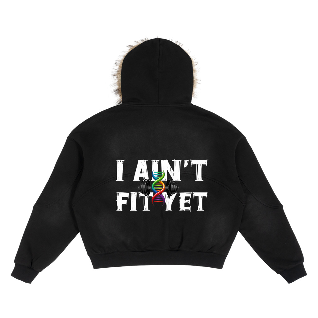 Sun Fade Boxy Detachable Fur Hoodie