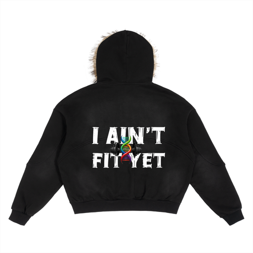 Sun Fade Boxy Detachable Fur Hoodie