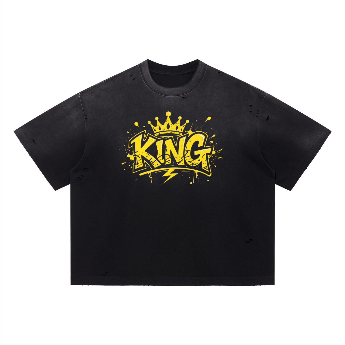 King - Vintage Washed Distressed Boxy Oversized T-Shirt