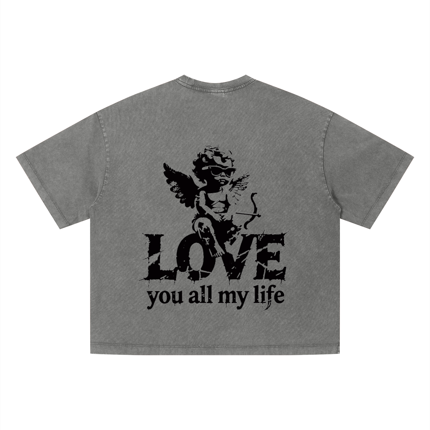 Love you all my life - Unisex Vintage Wash Boxy T-Shirt