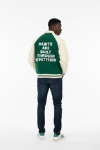 Contrast Raglan Sleeve Baseball Jacket