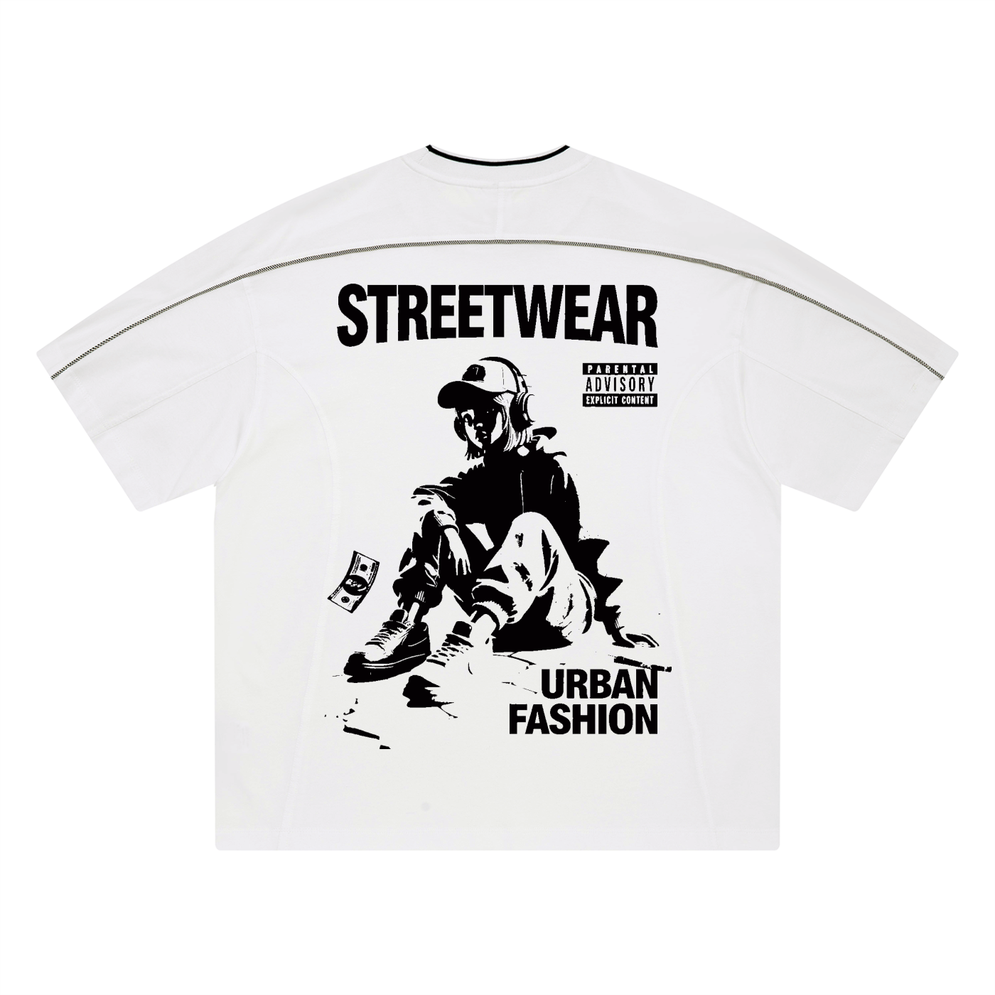 Unisex Oversized Contrast Tape T-Shirt