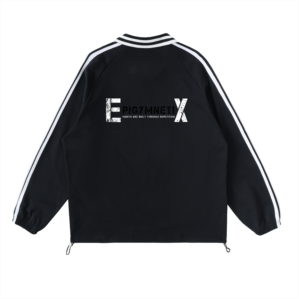 Contrast Striped Lapel Collar Sweatshirt