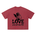 Love you all my life - Unisex Vintage Wash Boxy T-Shirt