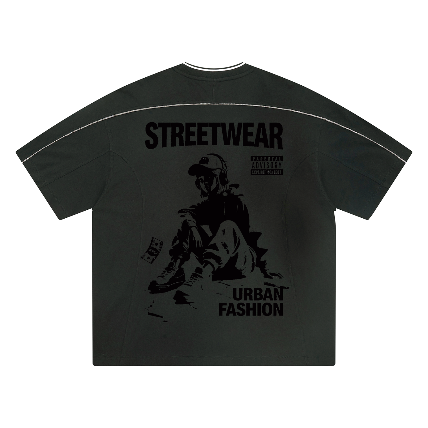 Unisex Oversized Contrast Tape T-Shirt