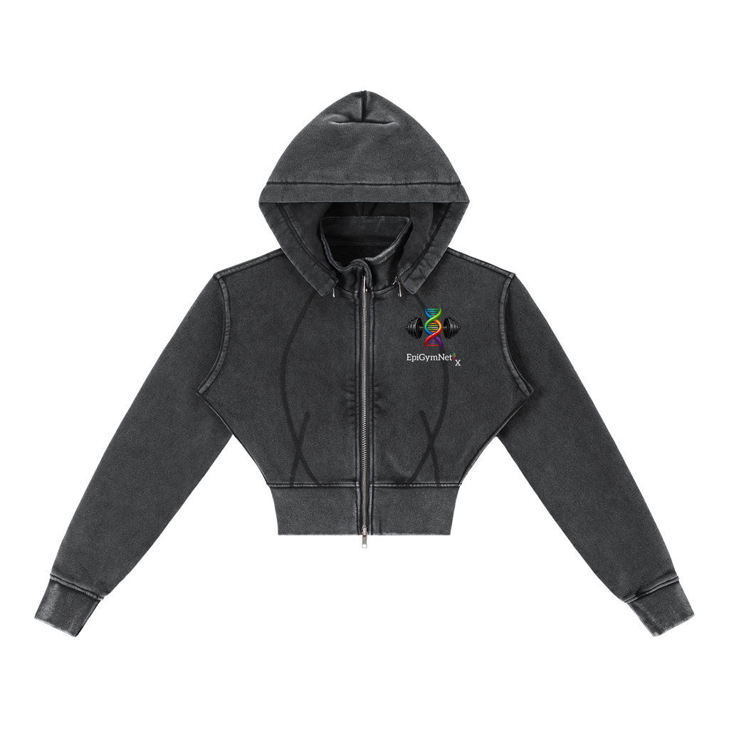 Vintage Washed Cropped Fleece Hoodie