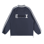 Contrast Striped Lapel Collar Sweatshirt