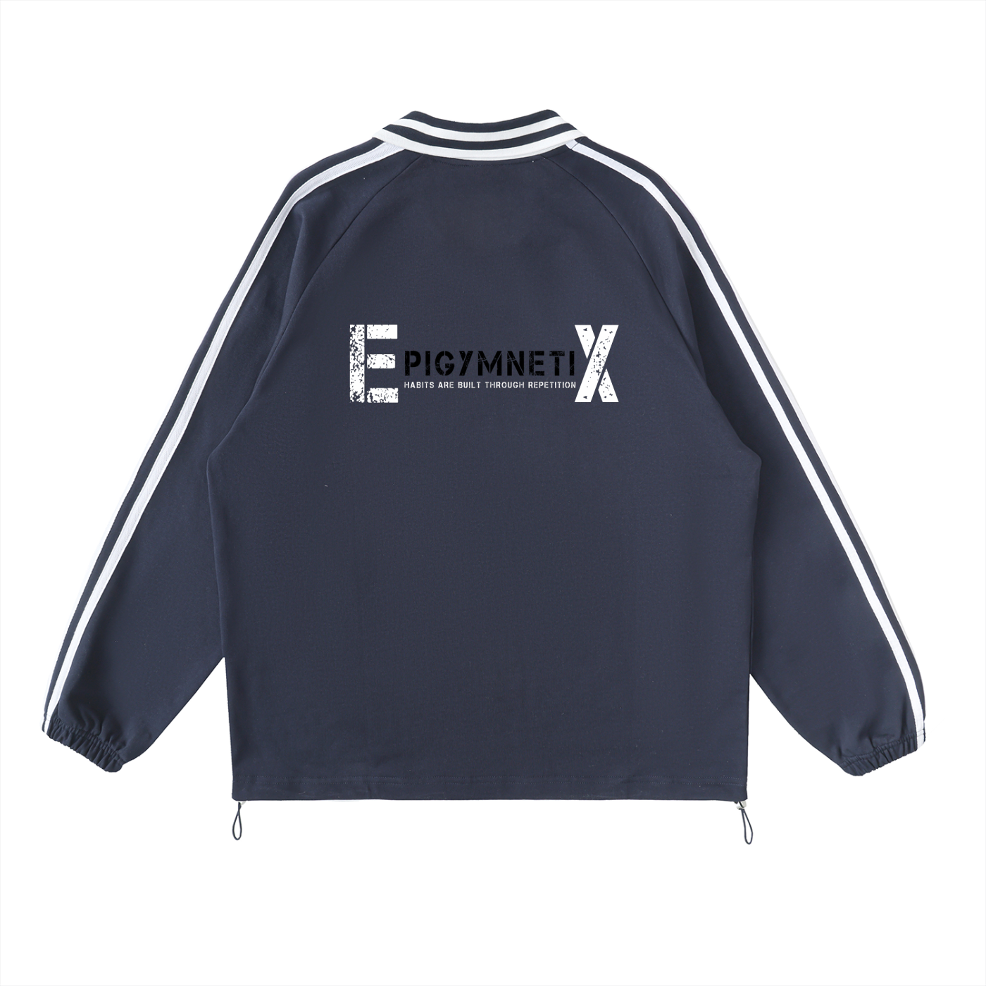 Contrast Striped Lapel Collar Sweatshirt