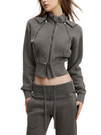 Vintage Washed Cropped Fleece Hoodie