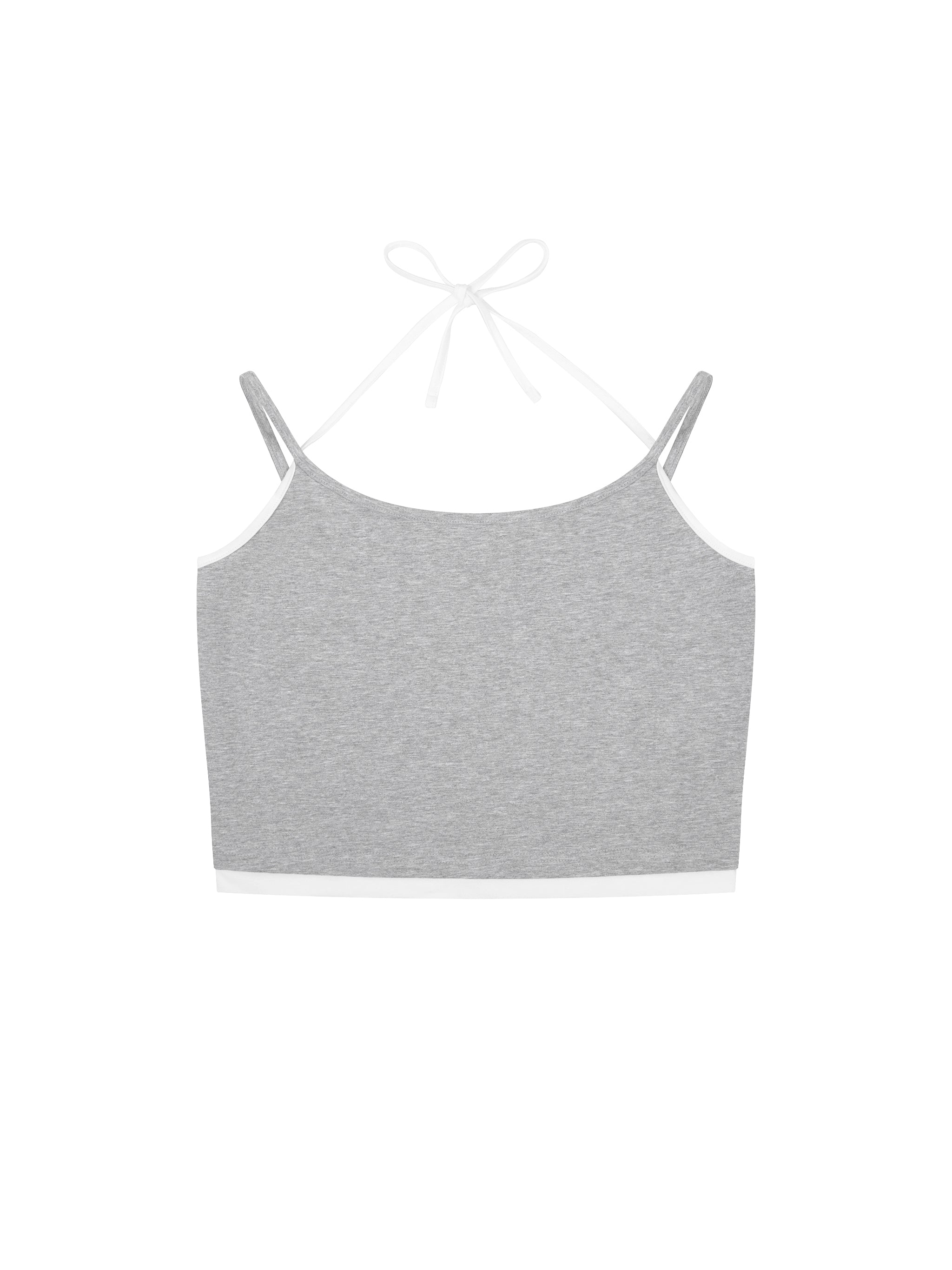 Contrast Binding Halter Tank Top