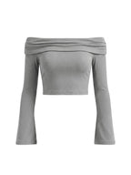Women's Off-the-Shoulder Bell Sleeve Crop T-Shirt