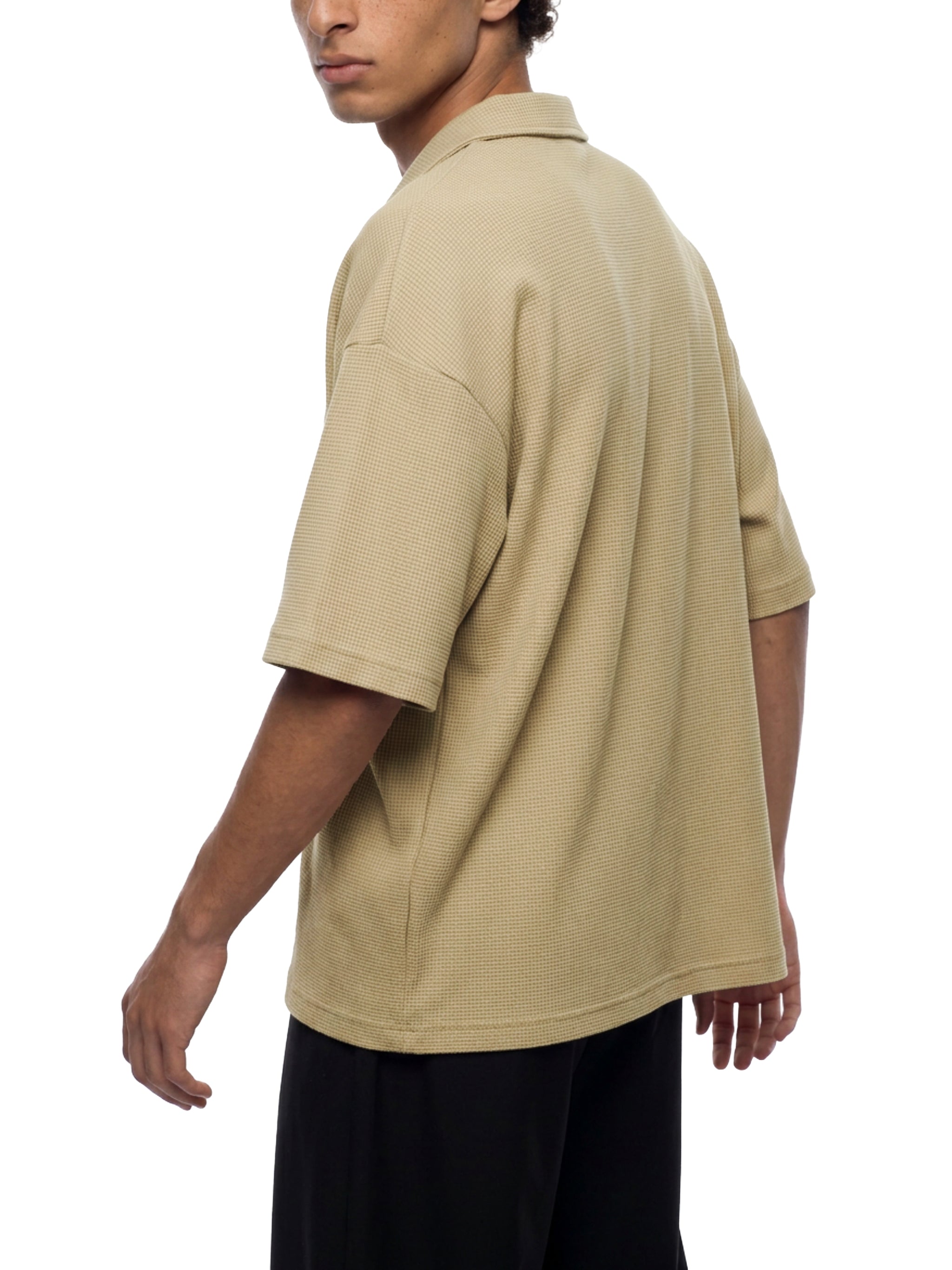 Unisex Waffle Boxy Polo Shirt